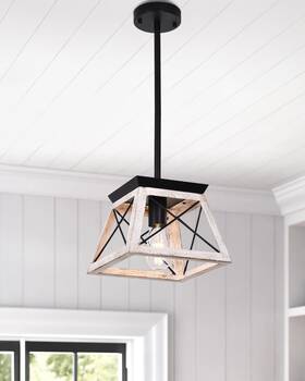 Luupyia 788422059300 Farmhouse Pendant Light Fixture Height Adjustable White Small Rusti