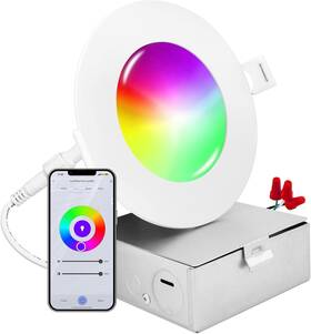 Lr22740 Luxrite 4 Inch Smart Led Recessed Lighting With Rgbw Color Changing