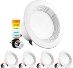 Lr23790 Luxrite 4-pack 10w 4 Inch Dimmable Recessed Can Light Color Selectable Downlight