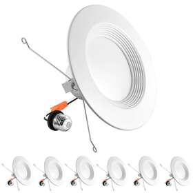 Luxrite Lr23795-6pk Recessed Light Kit Baffle Trim 5/6 Inch Dimmable Integrated Led 6-pack