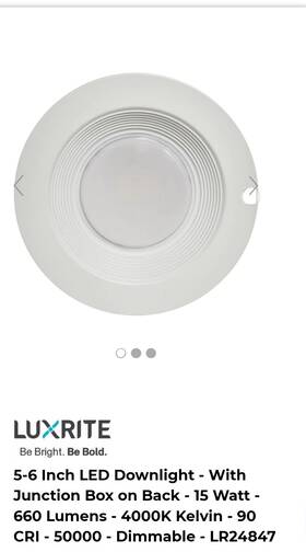 Lr24847 Luxrite New 5-6 Inch Junction Box Led Downlight 15watt 4000k Led/dl5-6/4000k/fl/jb