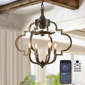 Lvyeayou-cf23-bg Lvyeayou Chandelier Ceiling Fan 23 Inch Rustic Fandelier With Light 4-metal