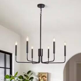 D0133-6-b-ul Lwytjo Roxsanne 6 Light Black Rustic Linear Candle Style Chandelier Kitchen Island
