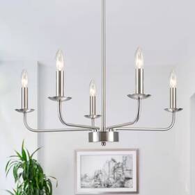 Y-d0177-5-sn Lwytjo 5-light 24.04 Inch Nickel Classic Chandelier For Kitchen Living Room