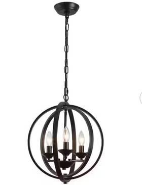 Y-zjd00116-3-b Lwytjo 3-light Black Modern Chandelier Hanging Light For Living Room Dining Roomnew