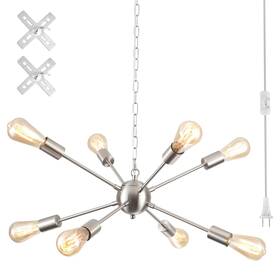Wn-y0005s-8-sn Lxwnyy 8light Plug In Chandelier Lighting With 16.4ft Long Cord Sputnik Ceiling Light F
