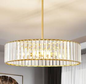 B0dytym3wr Lxybcce Gold Crystal Chandelier For Dining Room 6-light Modern Semi Flush Mount Ceiling