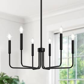 Blc6 Lynnoland Black Chandelier 6-light Farmhouse For Dining Room Lighting Fixtu