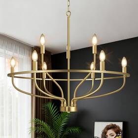 Hcyx-008 Lynnoland 30 Inch Gold Chandelier 9-light Modern Farmhouse For Dining Room Ligh