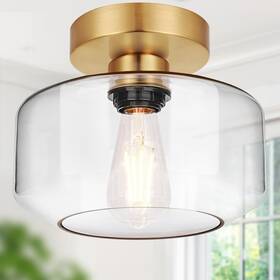 N1900cl03 Lynnoland Industrial Semi Flush Mount Ceiling Light Brushed Gold 800 Lumen Led Bulb Inch