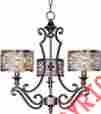 M-lighting Bronze 3 Light Chandelier Round Fabric Shades Pendant Lamp Iron Ceiling Lighting 0742889401843