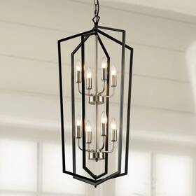 Magic Home 740907578768 8-lights Lantern Metal Black Chandelier Kitchen Pendant Lamp