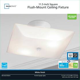 5504-b714 Mainstays 11.5 Inch Square Flush-mount Ceiling Fixture White Finish Led Bulb Include