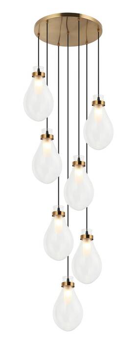 Matteo C31907ag Aged Gold Brass Seven Light Pendant From The Seranna Collection