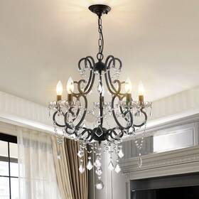 Maxax 742089226024 5 Lights K9 Crystal Chandelier Modern Raindrop Candelabra Pendant Lamp Candle Ce