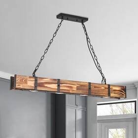 L03-4 Maxax Nashville 4-light 12-watt Wood Integrated Led Kitchen Island Linear