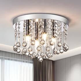 Mx19067-4ch-c Maxax Sonoma 11.8 Inch 4-light Modern Chrome Metal Crystal Flush Mount