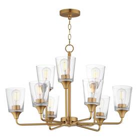 Maxim 12879clnab 12879 Hudson 9 Light 30 Inch W Chandelier - Natural Aged Brass / Clear