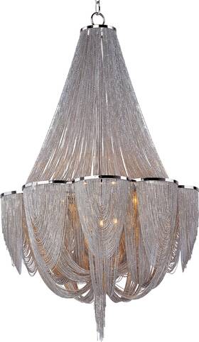 21466nkpn Maxim 21466 Nickel Chantilly 27 Inch W 12-light Chandelier