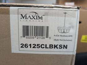26125clbksn Maxim Lighting Goblet 5-light Transitional Chandelier In Black And Satin Nickel