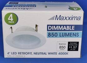 Mrl-41350nw-4 Maxxima 4 Pack Inch Retrofit Dimmable 850 Lumens Neutral White 4000k Lights