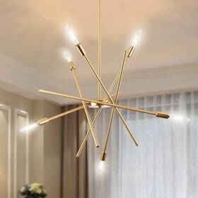 Xd-1011-jin Mccokaige Modern 6-lights Gold Sputnik Chandelier Dimmable Adjustable Height Contemporary