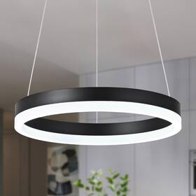 Yk-3-h Mccokaige 12 Inch Black Led Ring Chandelier Modern 1ring-11.8