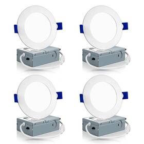 Meconard 709930967451 4 Pack Inch Led Recessed Ceiling Light With Junction Box 3000k/4000k/5000k