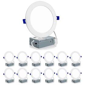 Meconard 709930967628 12 Pack 6 Inch Ultra-thin Led Recessed Ceiling Light With Junction Box 3000k