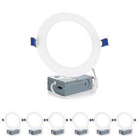 Mgd-lrc-12x-etl-5cct-6p Meconard 6 Pack Inch Led Recessed Ceiling Lights 12w 5cct Dimmable Can Light W Junction Box