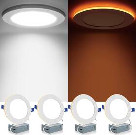 Mgd-lrcnl-12x-etl-5cct-4p Meconard 4 Pack 6 Inch 5cct Led Canless Recessed Lighting With Night Light 2700