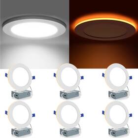 Mgd-lrcnl-12x-etl-5cct-6p Meconard 6 Pack Inch 5cct Led Recessed Lighting With Night Light 2700k/300