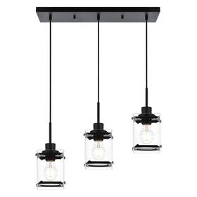 X450 Melucee Pendant Lighting Kitchen Island 3-light Black Fixture Clear Shades Dining Room