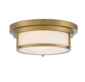 M60062nb Meridian M60062 2 Light 13 Inch W Flush Mount Drum Ceiling Fixture - Brass