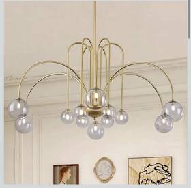 Merinea 5093-12gb1 Modern Gold Sputnik Chandelier Mid Century 12 Lights Large L52 Inch Smoke Glass Glo