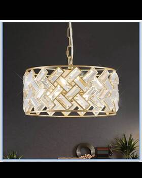 Vva90004gol Merinea Gold Crystal Chandelier 4-light 12 Inch Modern Drum Pendant Light Semi Flush