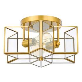 Hcf-0613-go-bnhd-1 Merra 13.3 Inch 2-light Gold Flush Mount With Star Glass Shade