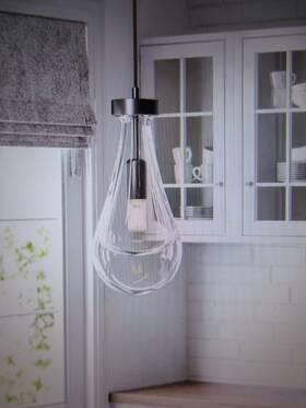 Hcf-15cb-01-bnhd-1 Merra 60w 1-light Black Shaded Luxury Raindrop Pendant With Teardrop Glass