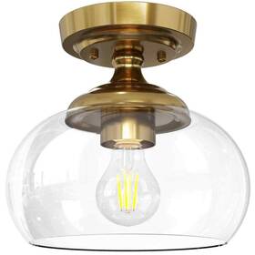 Hcf-15m6-gd-bnhd-1 Merra 8.3 Inch 1-light Brushed Gold Semi-flush Mount With Clear Glass Shade