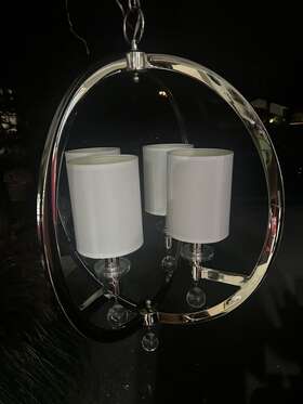 N6840-613 Metropolitan Chandelier-metropolitan N6840 4 Light 30 Inch H Large Pendant - Nickel