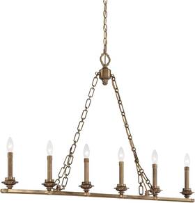 N6946-575 Metropolitan Leicester 6 Light Island Chandelier In Aged Brass
