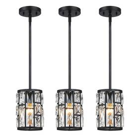 Mexo 721545087799 Modern Crystal Pendant Light Fixture 3-pack Matte Black Finish Hanginglight