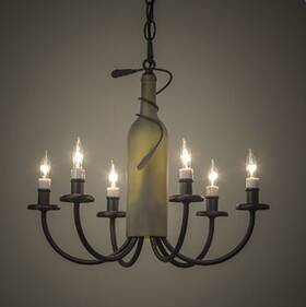 99644 Meyda Lighting Tuscan Vineyard Antique Green Wine Bottle Chandelier 6lt