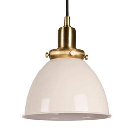 Meyer 810325039148 Madison 1-light Pearled White And Brass Pendant With Metal Shade