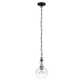 Pd1075 Meyer&cross Verona 1-light Blackened Bronze Pendant With Seeded Glass Shade