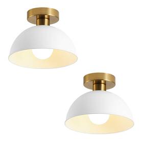 I0-2e7v-gf1v Miaomeio 2-pack Industrial Semi Flush Mount Ceiling Light With Gold Plate And White Sh