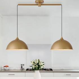W-7055-2-gold Miaybph Pendant Lights Kitchen Island 2-pack Dome Light Gold And White