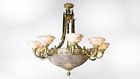 C-318 Mid-century Deco Hand-crafte Bronze 37- Chandelier Art Modern