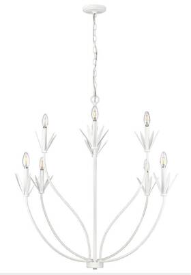 12708-twh Millennium Lighting 12708 Primrose 8 Light Taper Candle 41 Inch White Chandelier