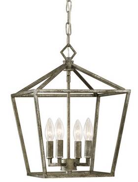 3234-as Millennium Lighting Ritner Antique Silver 4 Light 12 Inch Wide Taper Candle Pendant
